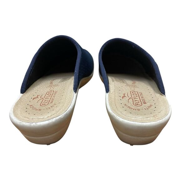 Fly Flot Anti-Shock Slip On Shoes Navy Blue Mesh Mules Cozy Comfy Lightweight - Picture 5 of 9